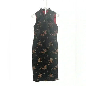 Vintage Robbie Bee Asian Inspired Sheath Maxi Dress Women Size 6 Petite